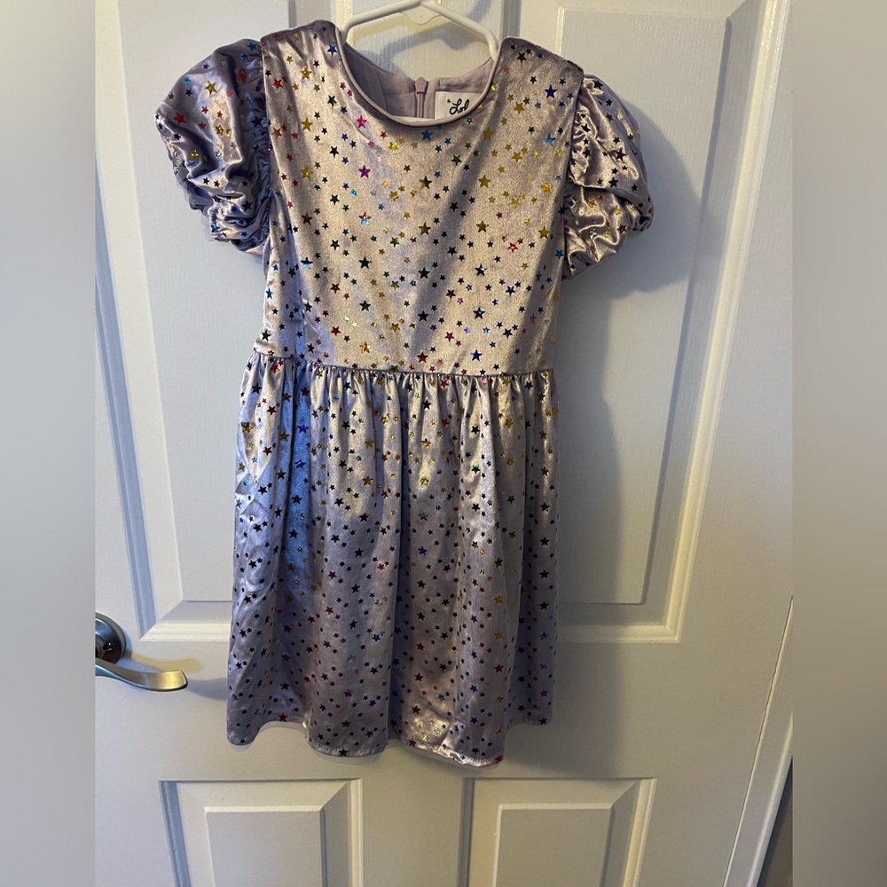 Lola and the boys purple velour rainbow star dress. Size 4